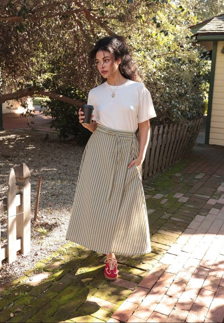 NEW* Abla A-Line Wrap Skirt - Minted Stripe – OddBird Co.