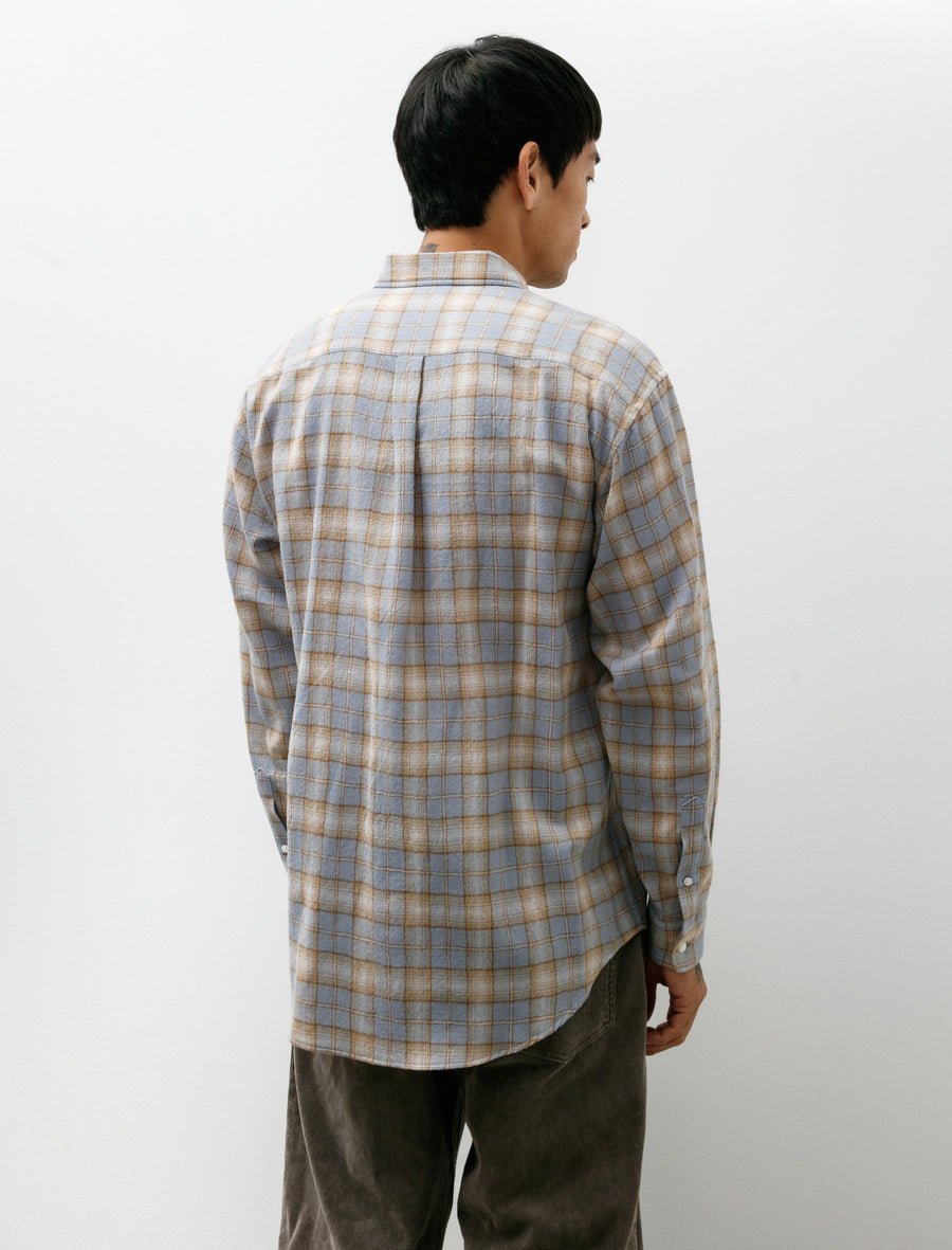 Auralee Airy Wool Check Shirt Light Blue Beige – Neighbour