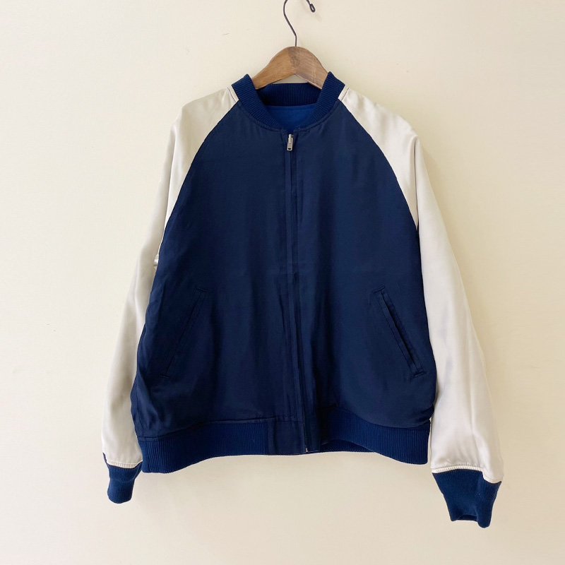 ティグルブロカンテ WorldMap 刺繍 スカジャン unisex Indigo Nylon